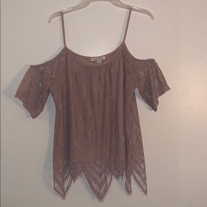 Pink/Mauve Lace Off The Shoulder Top